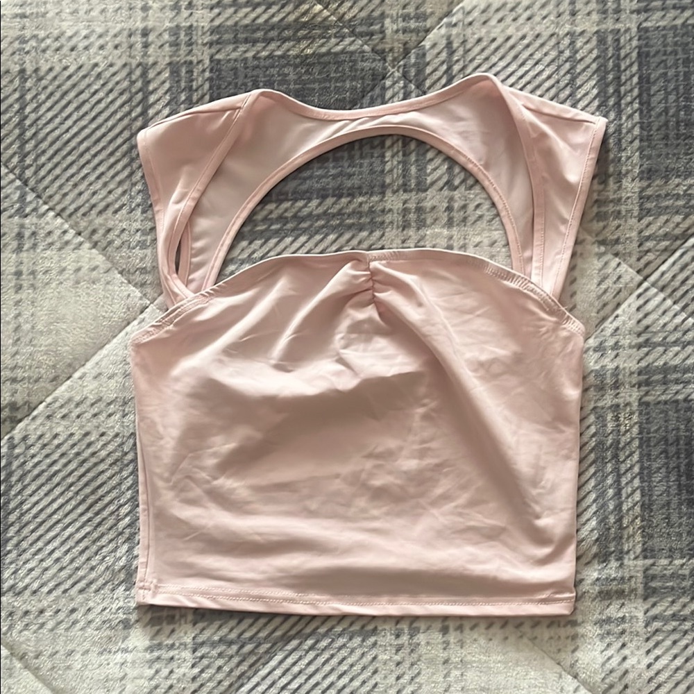 Chic Pink Open Back Crop Top